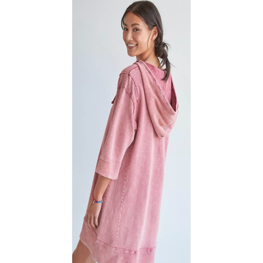 Daily‎ Practice by Anthropologie Flounced Hoodie Mini Dress XS Heathered Pink - Picture 3 of 9